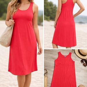 Columbia Red Scoop-Neck Tank Cover-Up Dress